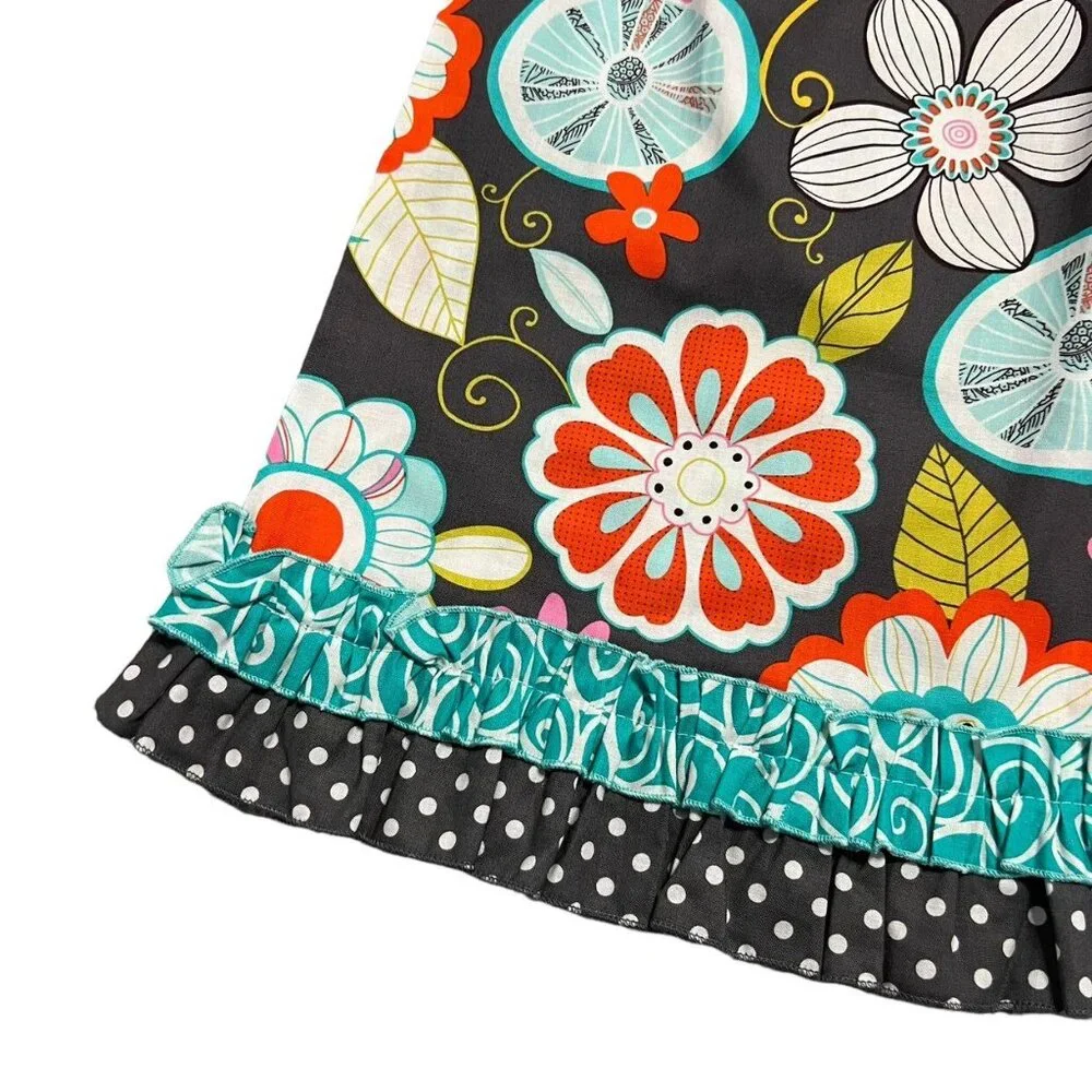 Lolly Wolly Doodle 4T Mixed Print Floral Bird Polkadot Dress
